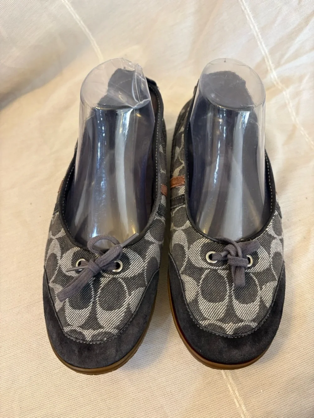 Coach Women's Canvas Leather Signature Slip-On Ballet Flats Blue Size 9 - Picture 3 of 6